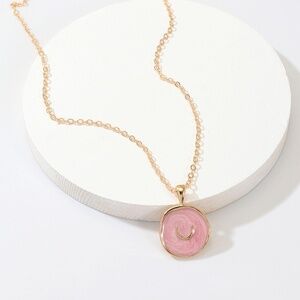 *AZALEE* Pink x Gold Fashion Moon Necklace